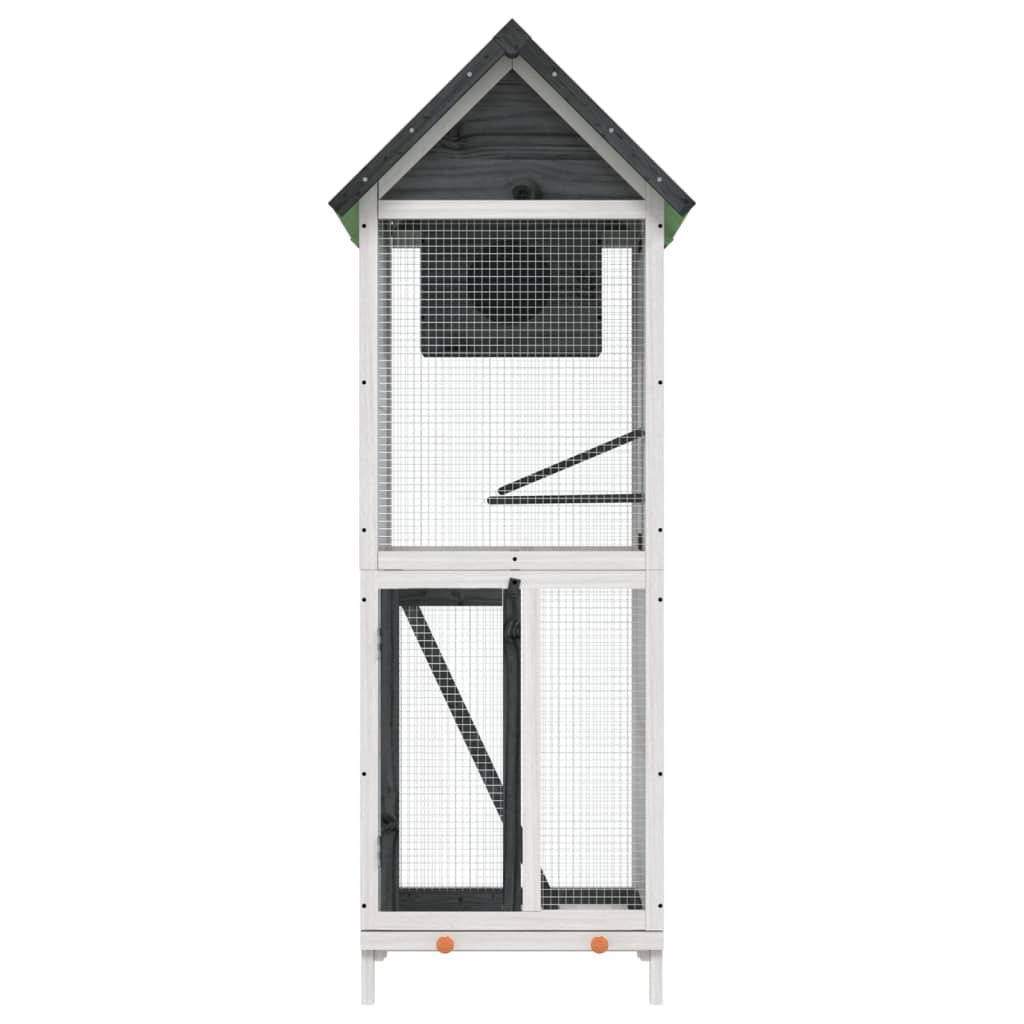 Casetta per Uccelli Grigia 60x58,5x160cm Legno Massello di Pino
