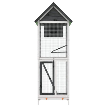 Casetta per Uccelli Grigia 60x58,5x160cm Legno Massello di Pino