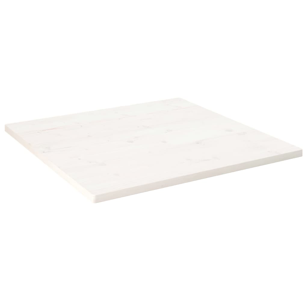 Piano Tavolo Bianco 80x80x2,5cm Legno Massello di Pino Quadrato
