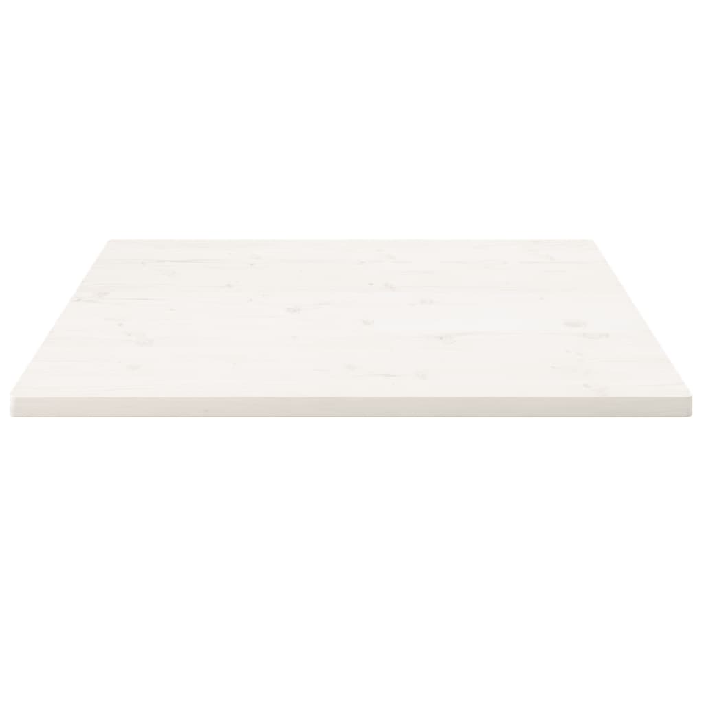 Piano Tavolo Bianco 80x80x2,5cm Legno Massello di Pino Quadrato