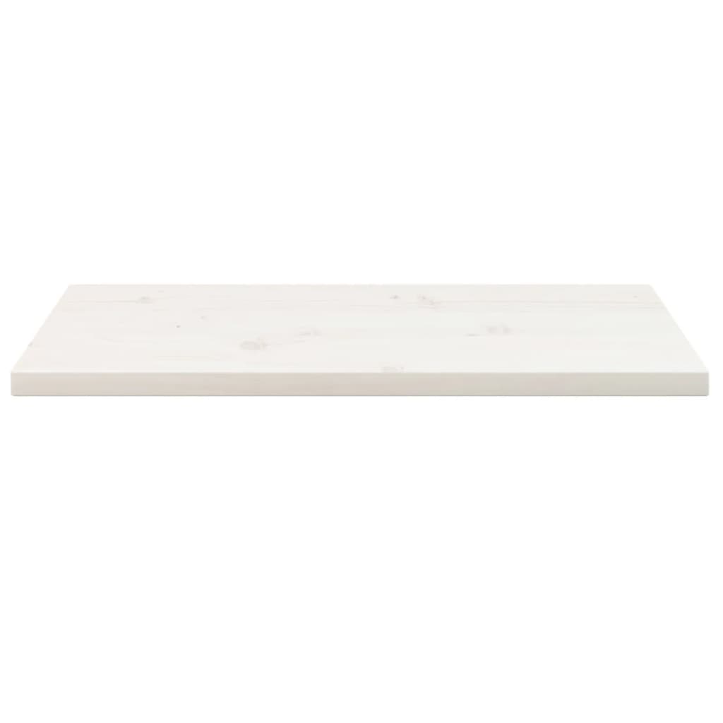 Piano Tavolo Bianco 80x40x2,5 Legno Massello Pino Rettangolare
