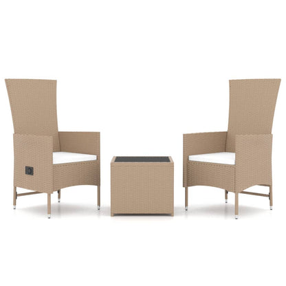 Set Mobili da Giardino 3 pz Beige Polyrattan e Acciaio
