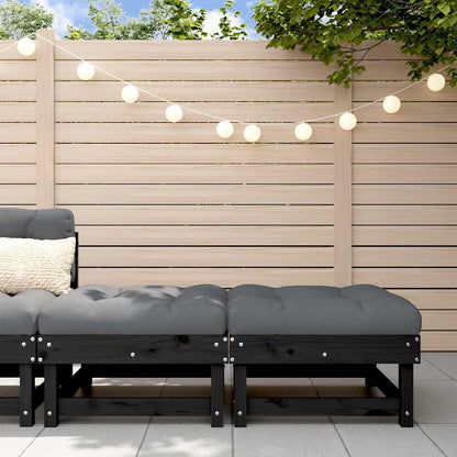 Poggiapiedi Giardino con Cuscini 2pz Legno Massello Pino Nero
