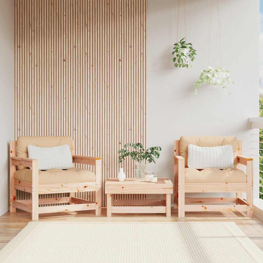 Sedie da Giardino con Cuscini 2 pz Legno Massello di Pino