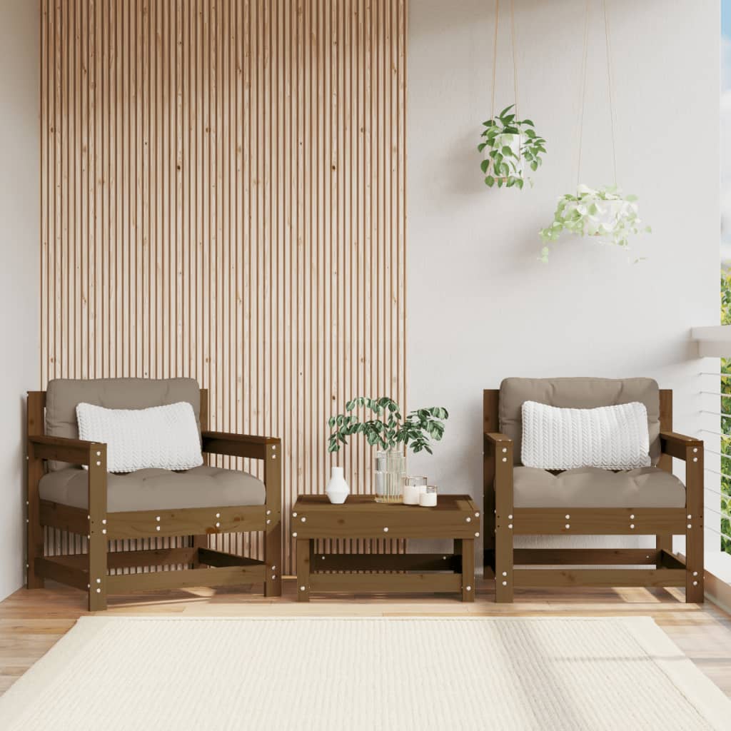 Sedie da Giardino con Cuscini 2pz Legno Massello di Pino Ambra