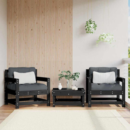 Sedie da Giardino con Cuscini 2pz Legno Massello di Pino Nero