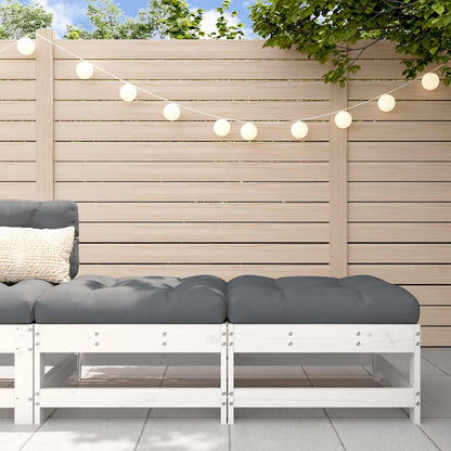 Poggiapiedi Giardino con Cuscini 2pz Legno Massello Pino Bianco