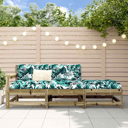 Set Divani da Giardino 3pz con Cuscini Legno Impregnato di Pino