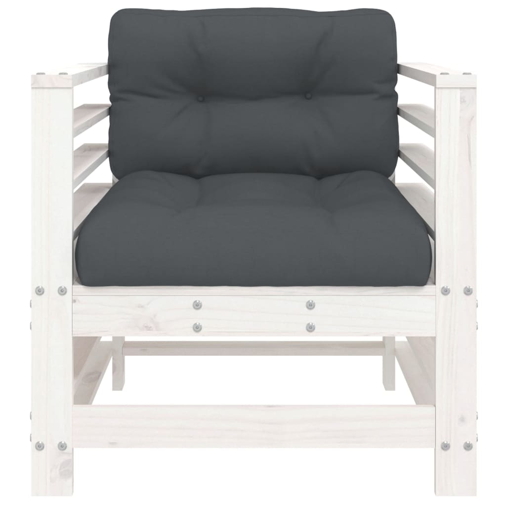 Sedie da Giardino con Cuscini 2pz Legno Massello di Pino Bianco