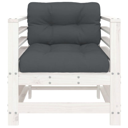 Sedie da Giardino con Cuscini 2pz Legno Massello di Pino Bianco