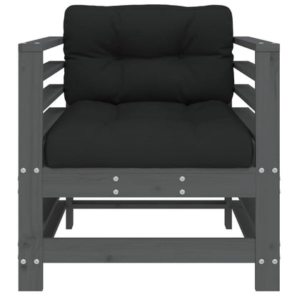 Sedie da Giardino con Cuscini 2pz Legno Massello di Pino Grigio