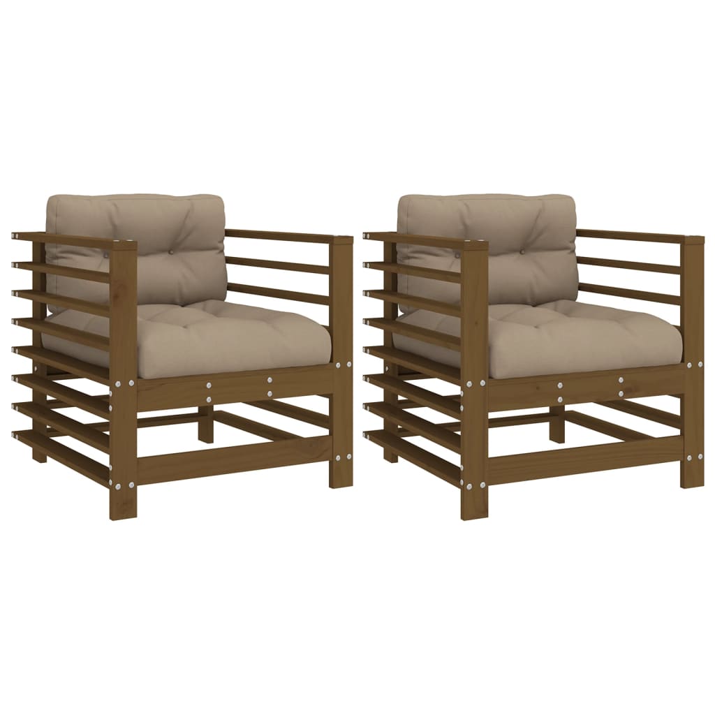 Sedie da Giardino con Cuscini 2pz Ambra Legno Massello di Pino