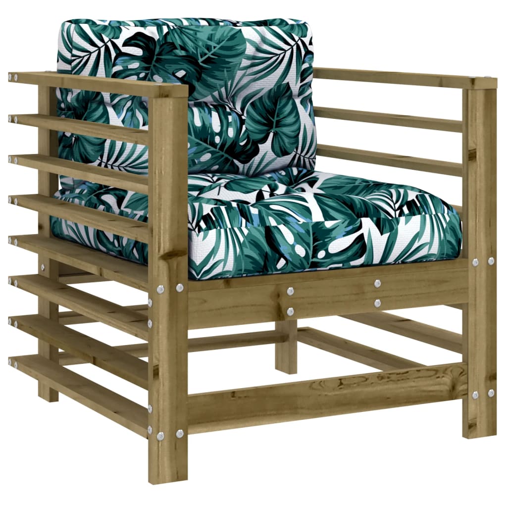 Sedie da Giardino con Cuscini 2 pz in Legno Impregnato di Pino