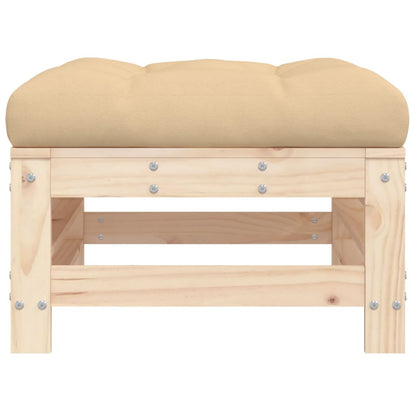 Poggiapiedi da Giardino con Cuscini 2 pz Legno Massello di Pino