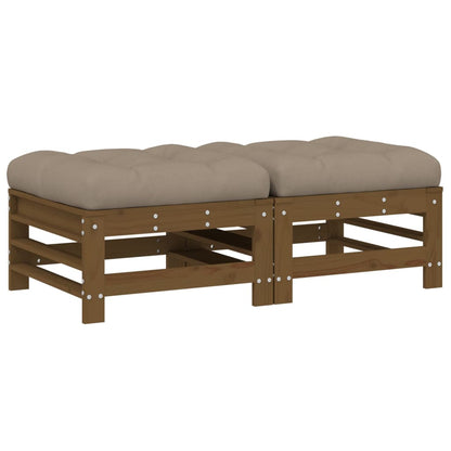 Poggiapiedi Giardino con Cuscini 2pz Ambra Legno Massello Pino