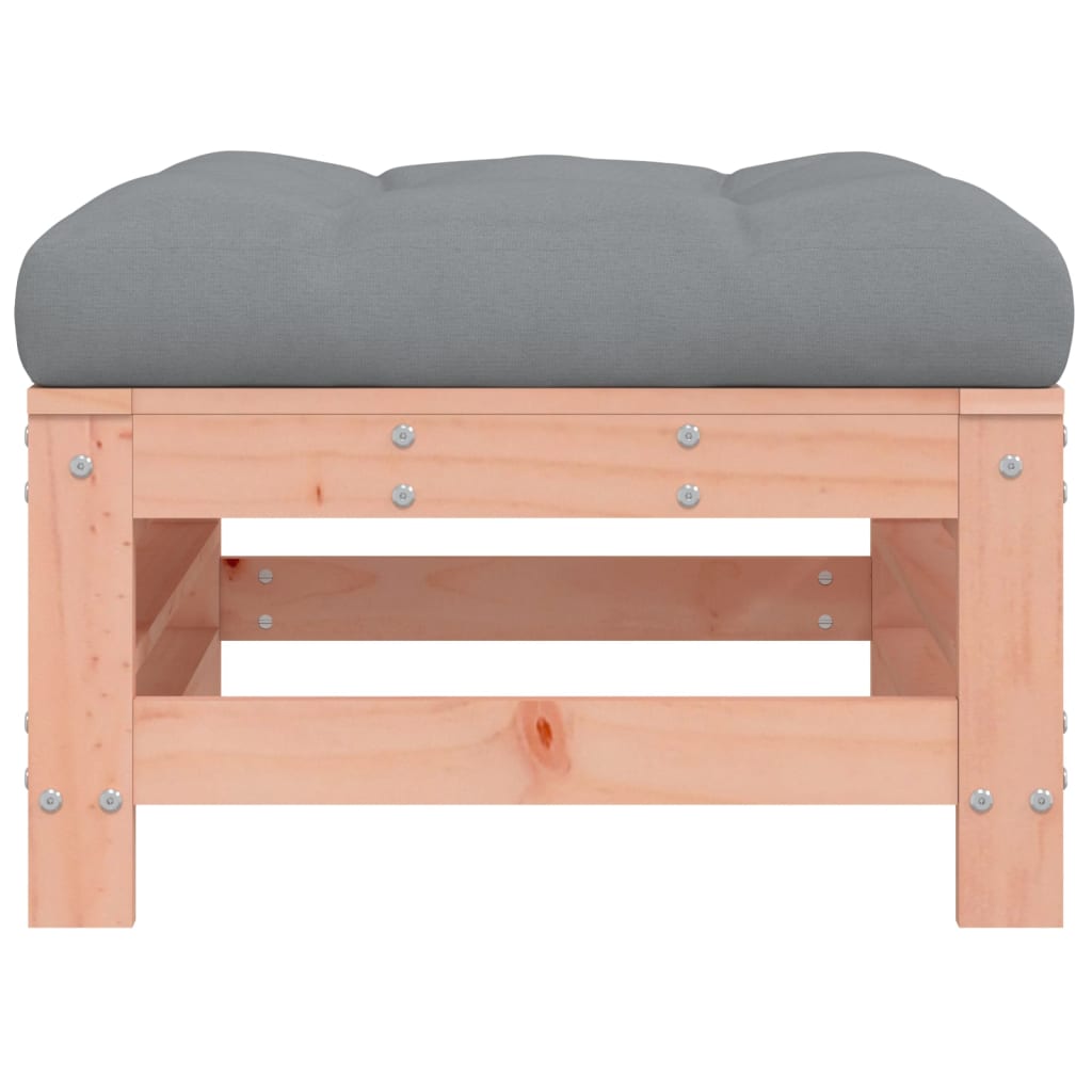 Poggiapiedi Giardino con Cuscini 2 pz Legno Massello di Douglas