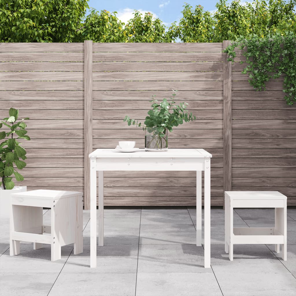 Set da Bistrot da Giardino 3pz Bianco in Legno Massello di Pino
