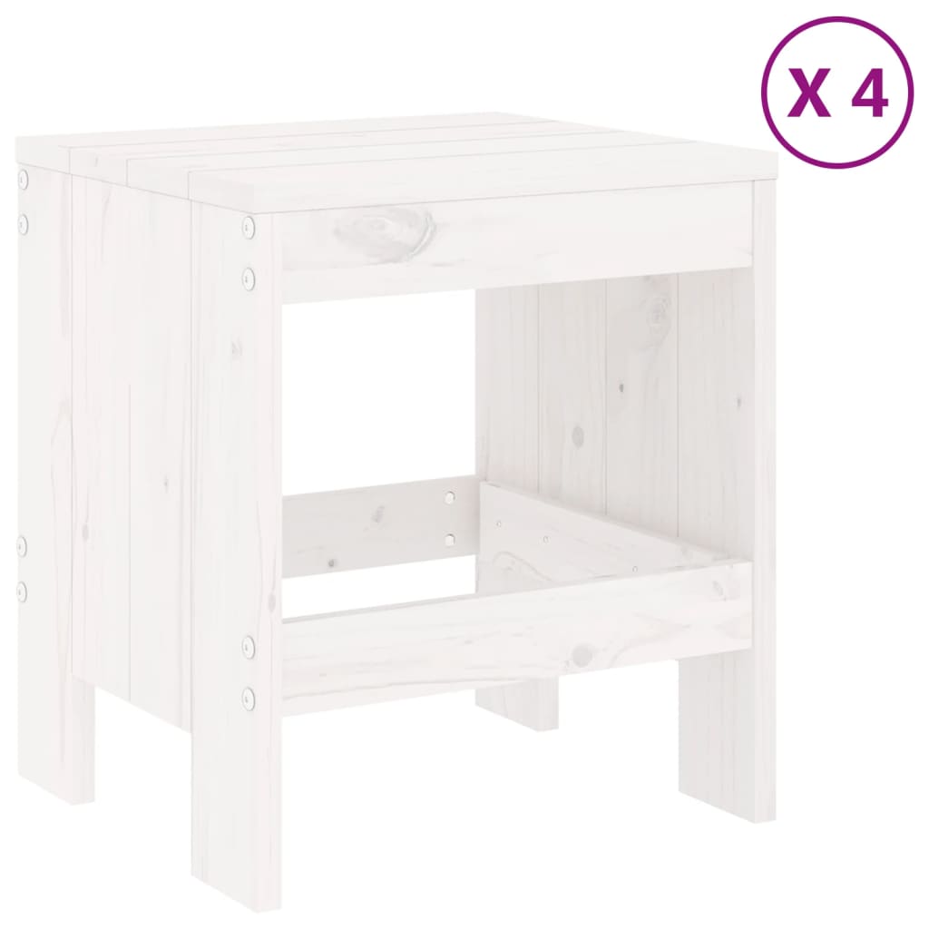 Set da Pranzo per Giardino 5pz Bianco in Legno Massello di Pino
