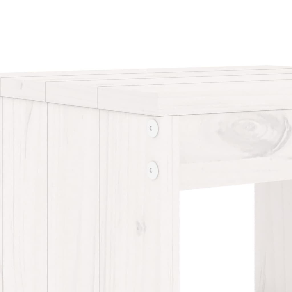 Set da Pranzo per Giardino 5pz Bianco in Legno Massello di Pino