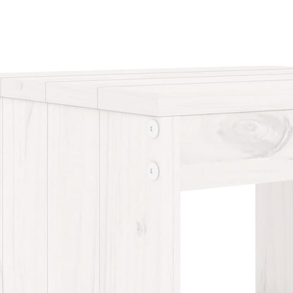 Set da Pranzo per Giardino 5pz Bianco in Legno Massello di Pino