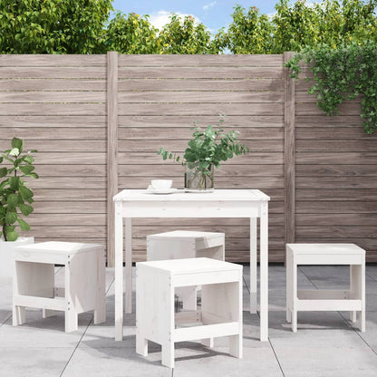 Set da Pranzo per Giardino 5pz Bianco in Legno Massello di Pino
