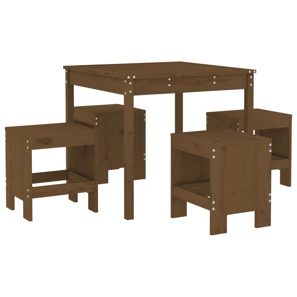Set da Pranzo da Giardino 5 pz ambra in Legno Massello di Pino