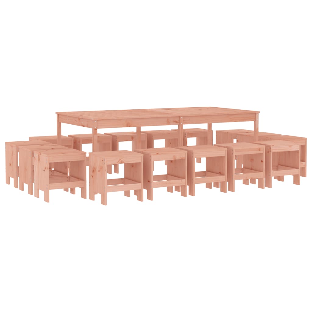 Set da Pranzo per Giardino 17 pz in Legno Massello di Douglas