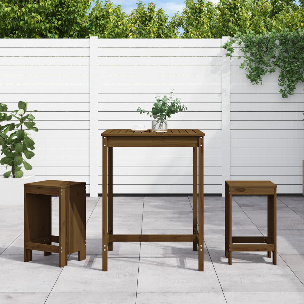 Set Bar da Giardino 3 pz ambra in Legno Massello di Pino