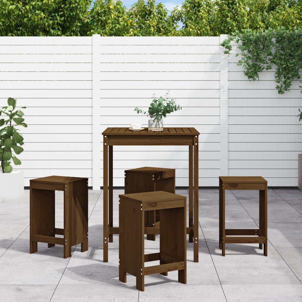 Set Bar da Giardino 5 pz ambra in Legno Massello di Pino