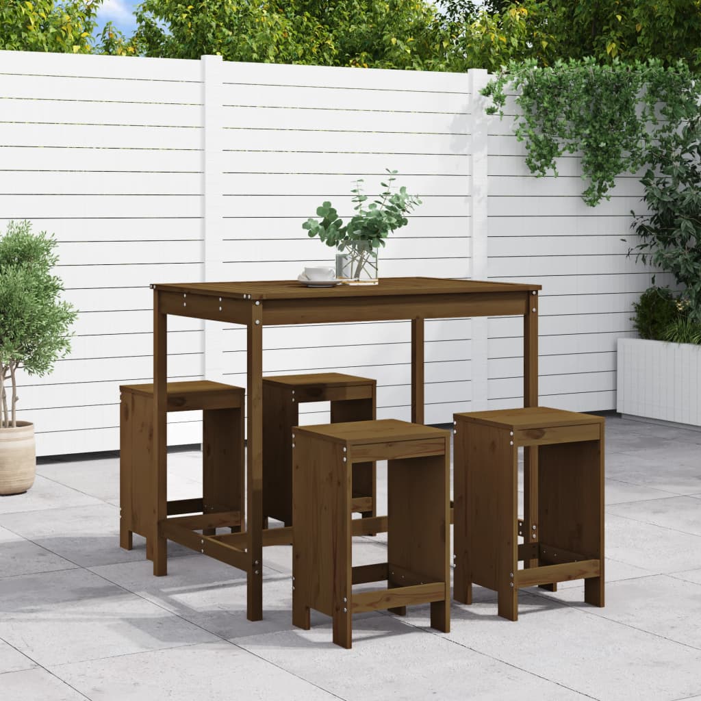 Set Bar da Giardino 5 pz ambra in Legno Massello di Pino