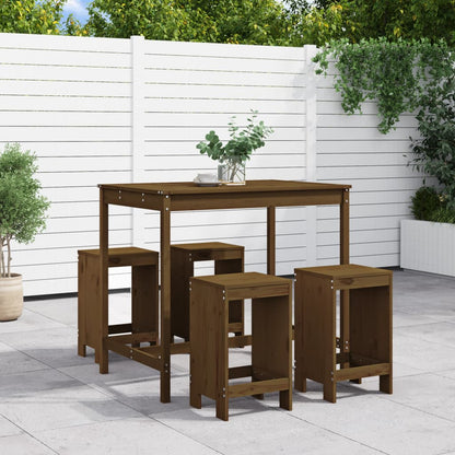 Set Bar da Giardino 5 pz ambra in Legno Massello di Pino