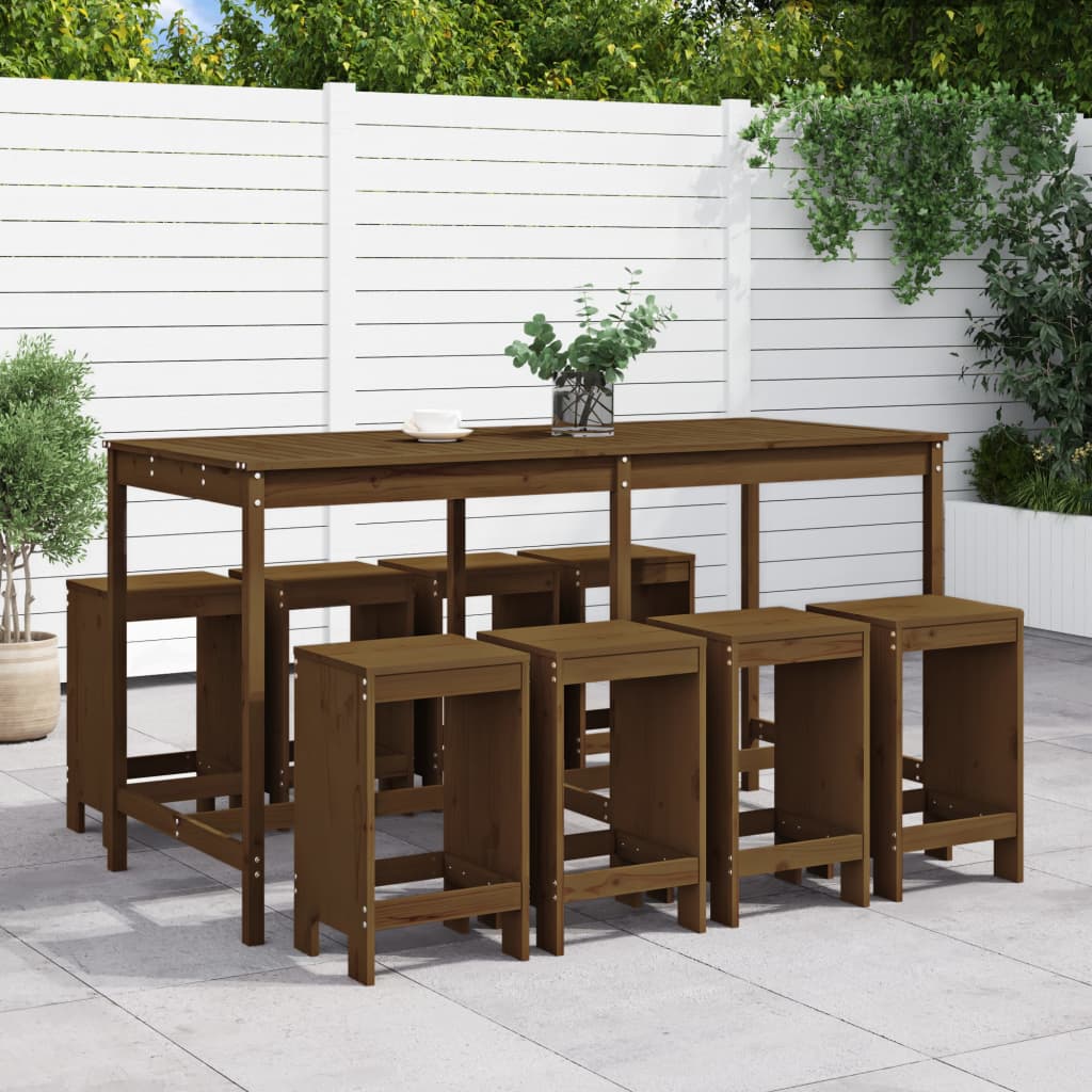 Set Bar da Giardino 9 pz ambra in Legno Massello di Pino