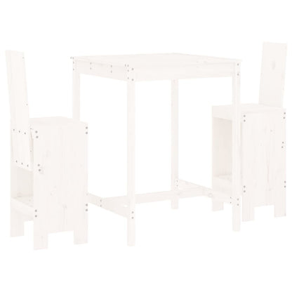 Set Bar da Giardino 3 pz Bianco in Legno Massello di Pino