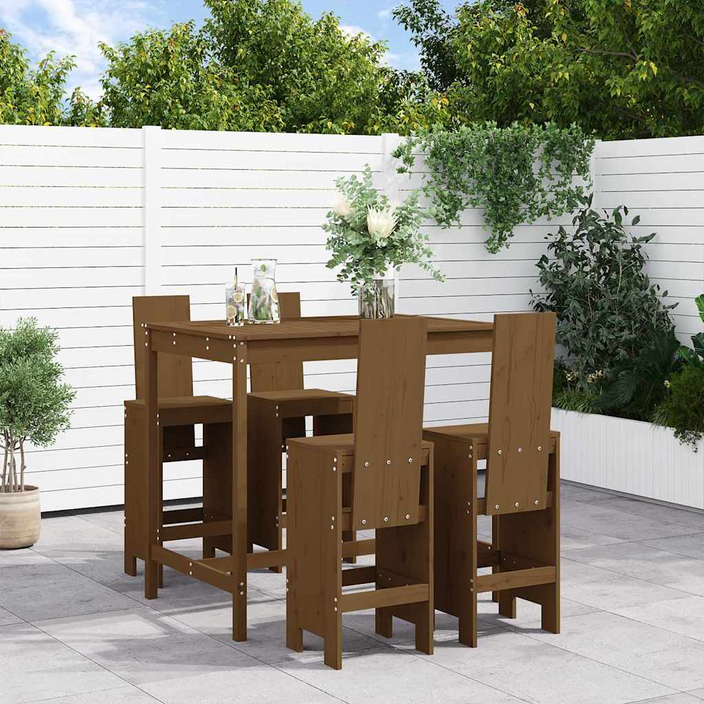 Set Bar da Giardino 5 pz ambra in Legno Massello di Pino