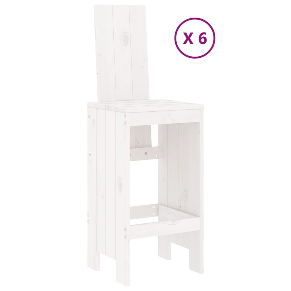Set Bar da Giardino 7 pz Bianco in Legno Massello di Pino