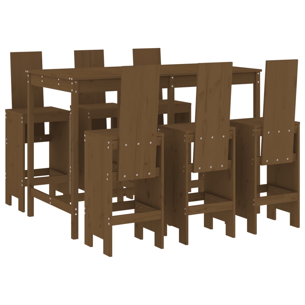 Set Bar da Giardino 7 pz ambra in Legno Massello di Pino