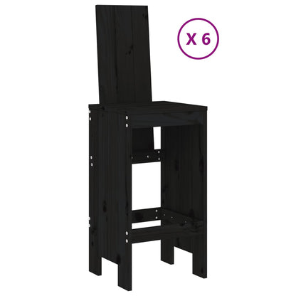 Set Bar da Giardino 7 pz Nero in Legno Massello di Pino