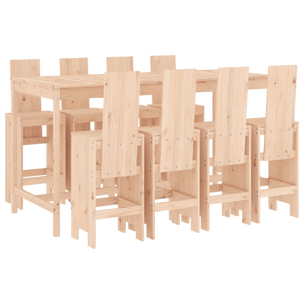 Set Bar da Giardino 9 pz in Legno Massello di Pino