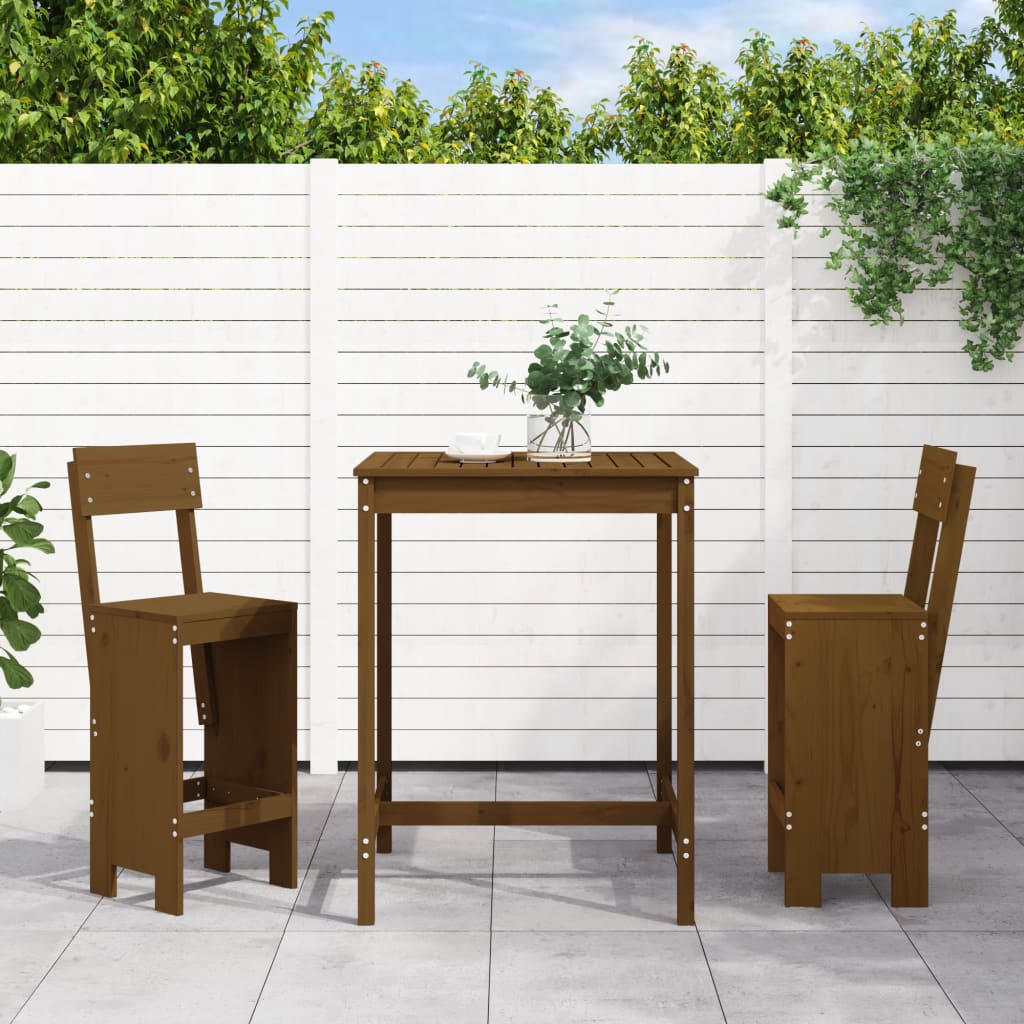 Set Bar da Giardino 3 pz ambra in Legno Massello di Pino