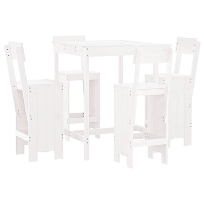 Set Bar da Giardino 5 pz Bianco in Legno Massello di Pino
