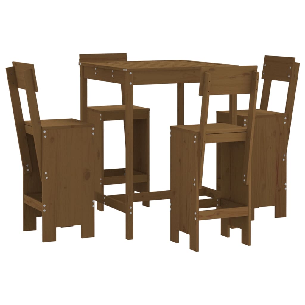 Set Bar da Giardino 5 pz ambra in Legno Massello di Pino