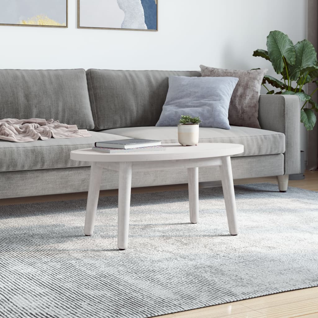 Piano Tavolo Bianco 70x35x2,5cm in Legno Massello di Pino Ovale