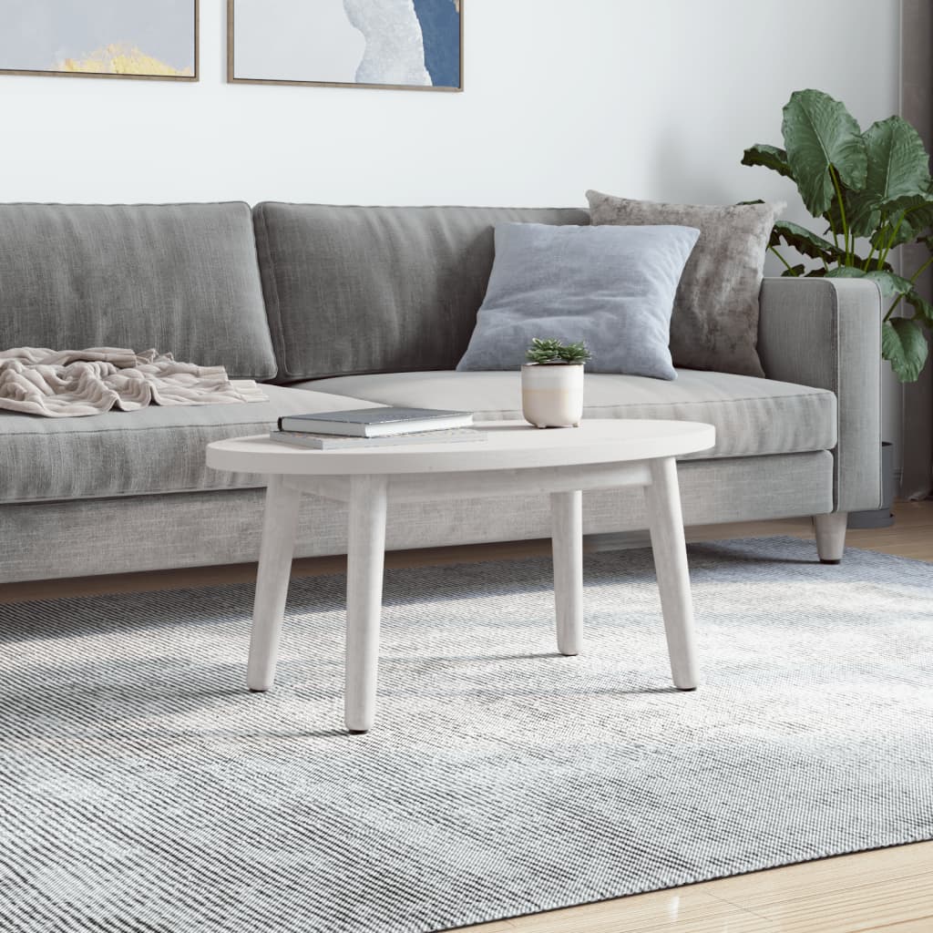 Piano Tavolo Bianco 80x40x2,5cm in Legno Massello di Pino Ovale