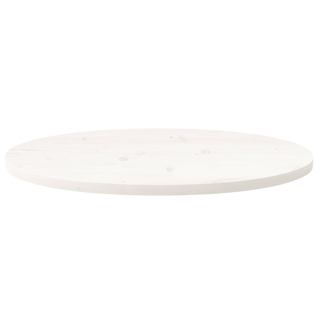 Piano Tavolo Bianco 80x40x2,5cm in Legno Massello di Pino Ovale
