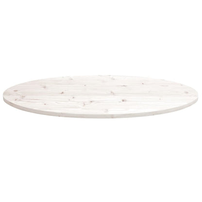 Piano Tavolo Bianco 100x50x2,5 cm Legno Massello di Pino Ovale