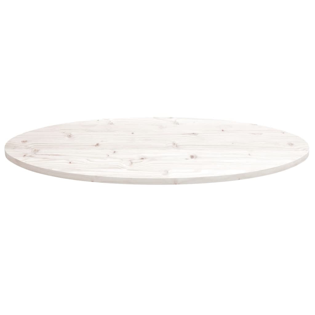 Piano Tavolo Bianco 110x55x2,5 cm Legno Massello di Pino Ovale
