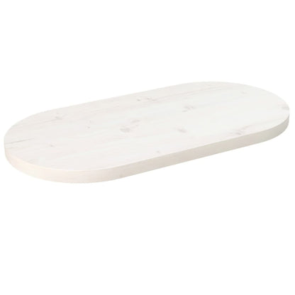 Piano Tavolo Bianco 60x30x2,5cm in Legno Massello di Pino Ovale