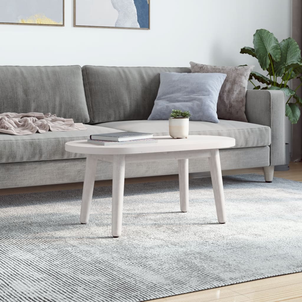Piano Tavolo Bianco 60x30x2,5cm in Legno Massello di Pino Ovale