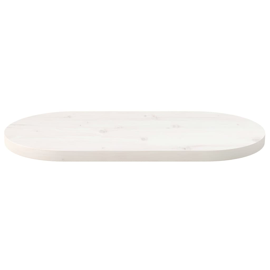 Piano Tavolo Bianco 60x30x2,5cm in Legno Massello di Pino Ovale