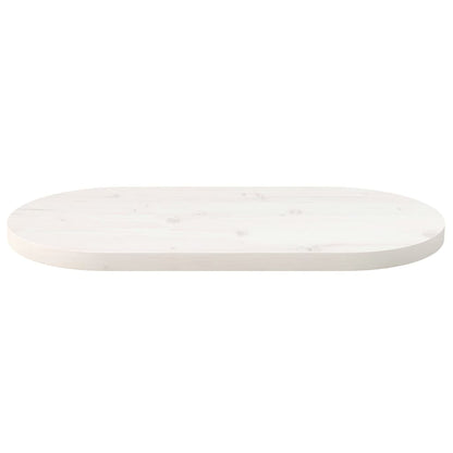 Piano Tavolo Bianco 60x30x2,5cm in Legno Massello di Pino Ovale